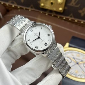 Đồng hồ nữ Omega Replica 11 De Ville Prestige mặt số màu trắng dây kim loại 34mm - BV
